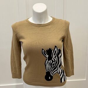 Talbots Crewneck Pullover Zebra Sweater Size Medium Petite